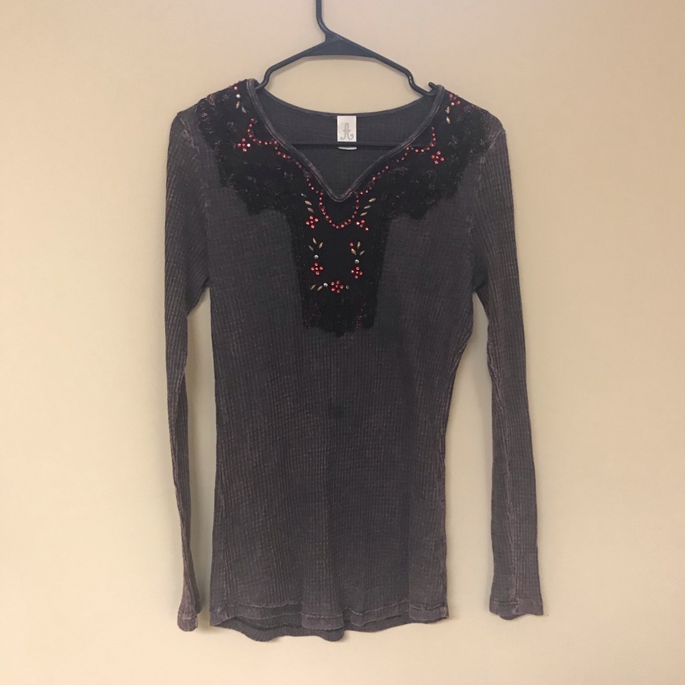Beaded American age thermal shirt